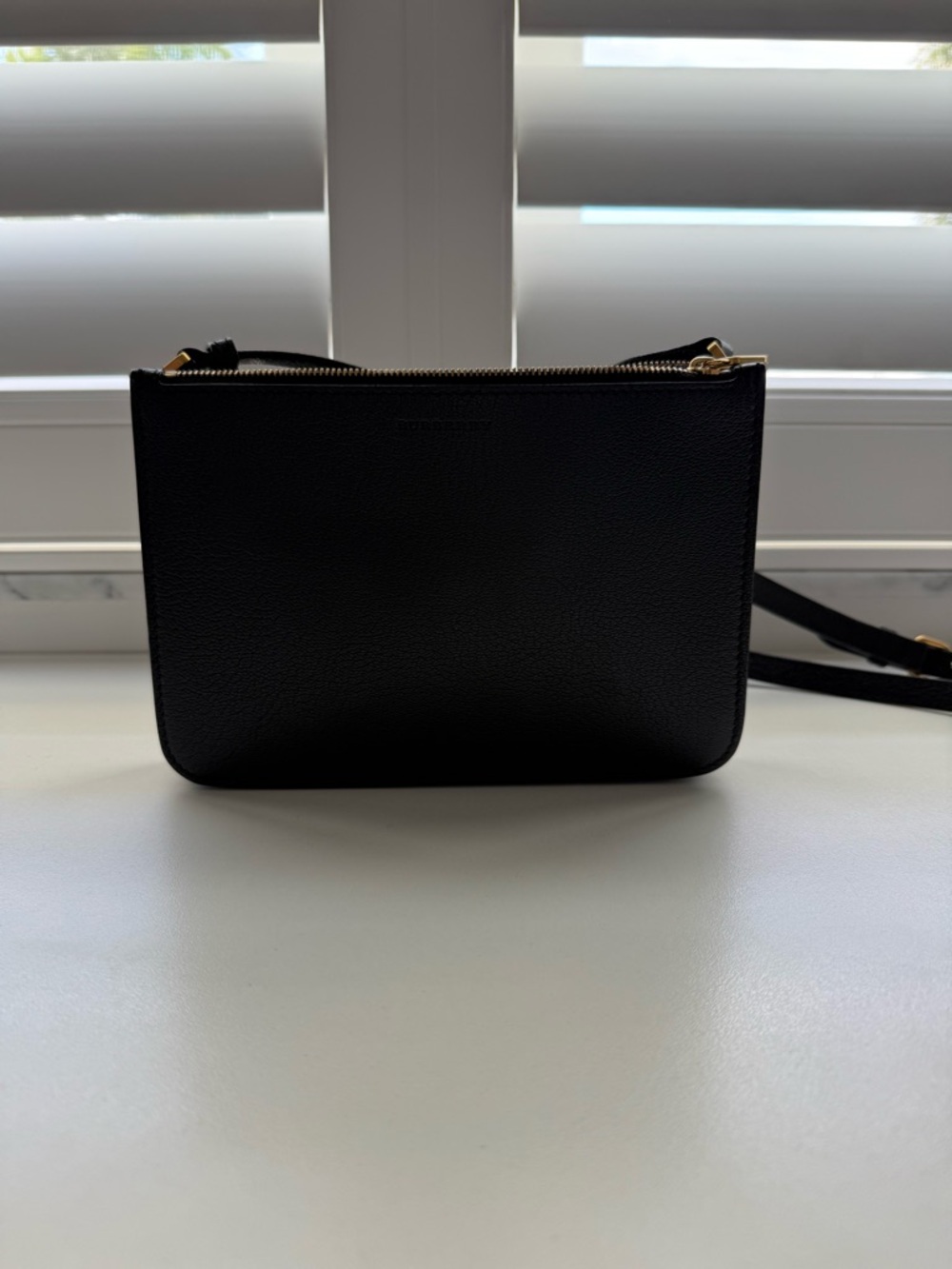 Authentic Burberry Black soft grain leather crossbody